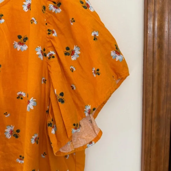 Loft Flutter Sleeve Floral Top - Orange - Picture 3 of 6